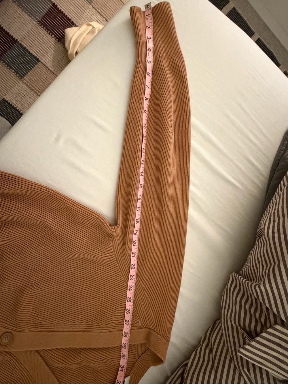 COS Camel Ribbed V-Neck Button-Front Cardigan - Picture 8 of 9